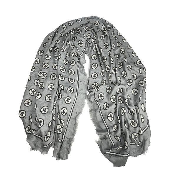 Anya Hindmarch Womens Scarf Wrap Gray No Cell Phone Tech Free Zone Print 54"X72" - Picture 2 of 9